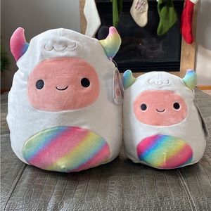 Squishmallow Yuri the Yeti Rainbow Sasquatch Stuffed Plushes 8 & 12” Bundle